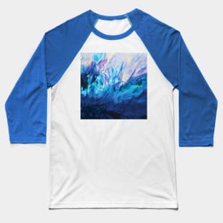 Bright Blue Acrylic Pour Painting Baseball T-Shirt